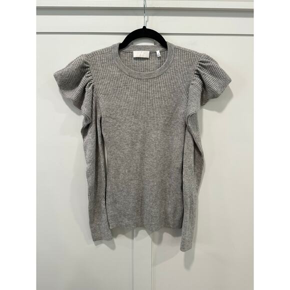 7 for all Mankind Puff Shoulder Ribbed Sweater Top Size S - Picture 1 of 5